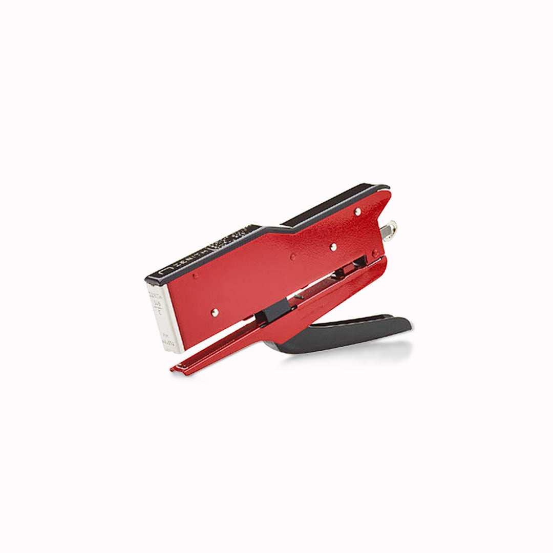 Red Traditional Plier stapler by Italian brand Zenith, who are known for their excellent quality, robust and hard wearing staplers. Retro style and available in a choice of colours, Zenith staplers are made from painted metal and are designed to last a lifetime.