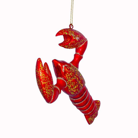 Inject some sparkly fun into your Christmas tree with this hand painted and mouth blown glass Red Lobster ornamental Christmas tree decoration by Vondels