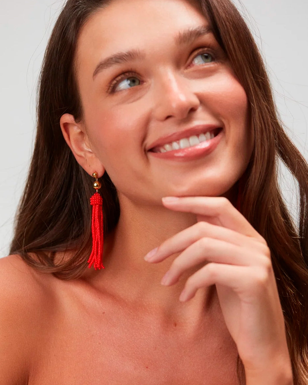 Tassel Fever Beaded Earrings | Red + 18ct Gold Plate