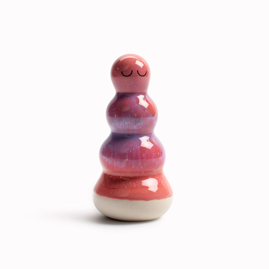 Meet Polo! Polo is a brightly coloured ribbed column and is a hand glazed ceramic figurine created as a close relative of the classic Arhoj Ghost.