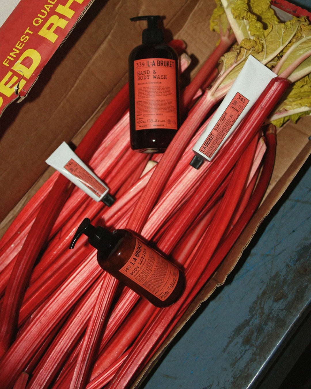Rhubarb - Geranium Limited Edition. from L:A Bruket has fragrance notes of sharp rhubarb and green geranium notes - a fresh, slightly earthy scent profile. 