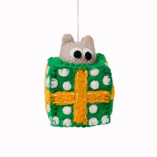 Roland - Cat in a Box | Felted Christmas Tree Decoration