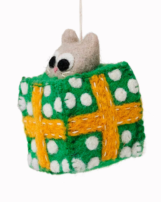 Roland - Cat in a Box | Felted Christmas Tree Decoration