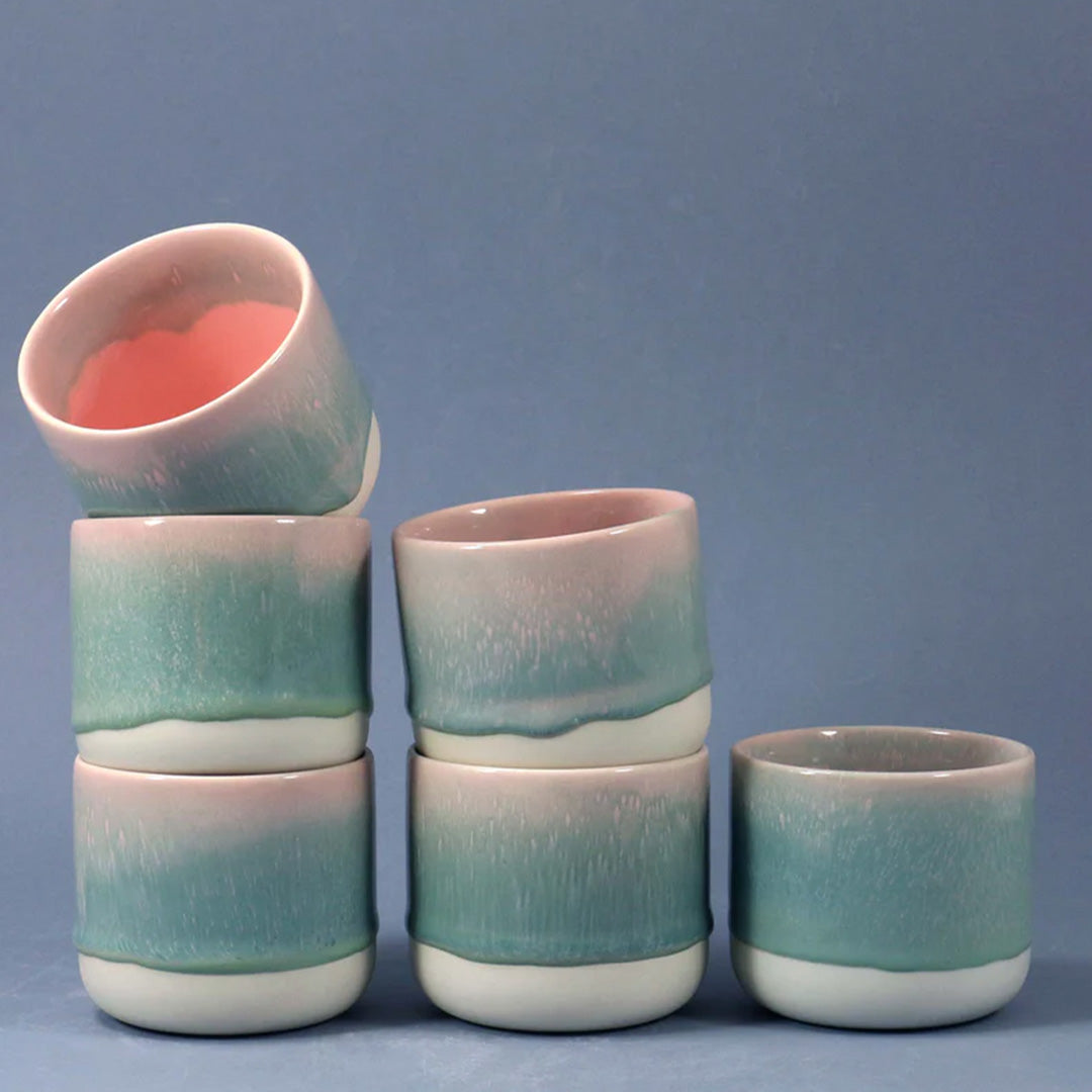 Sip Cup | Ceramic Drip Glazed Cup | Rose Leaf