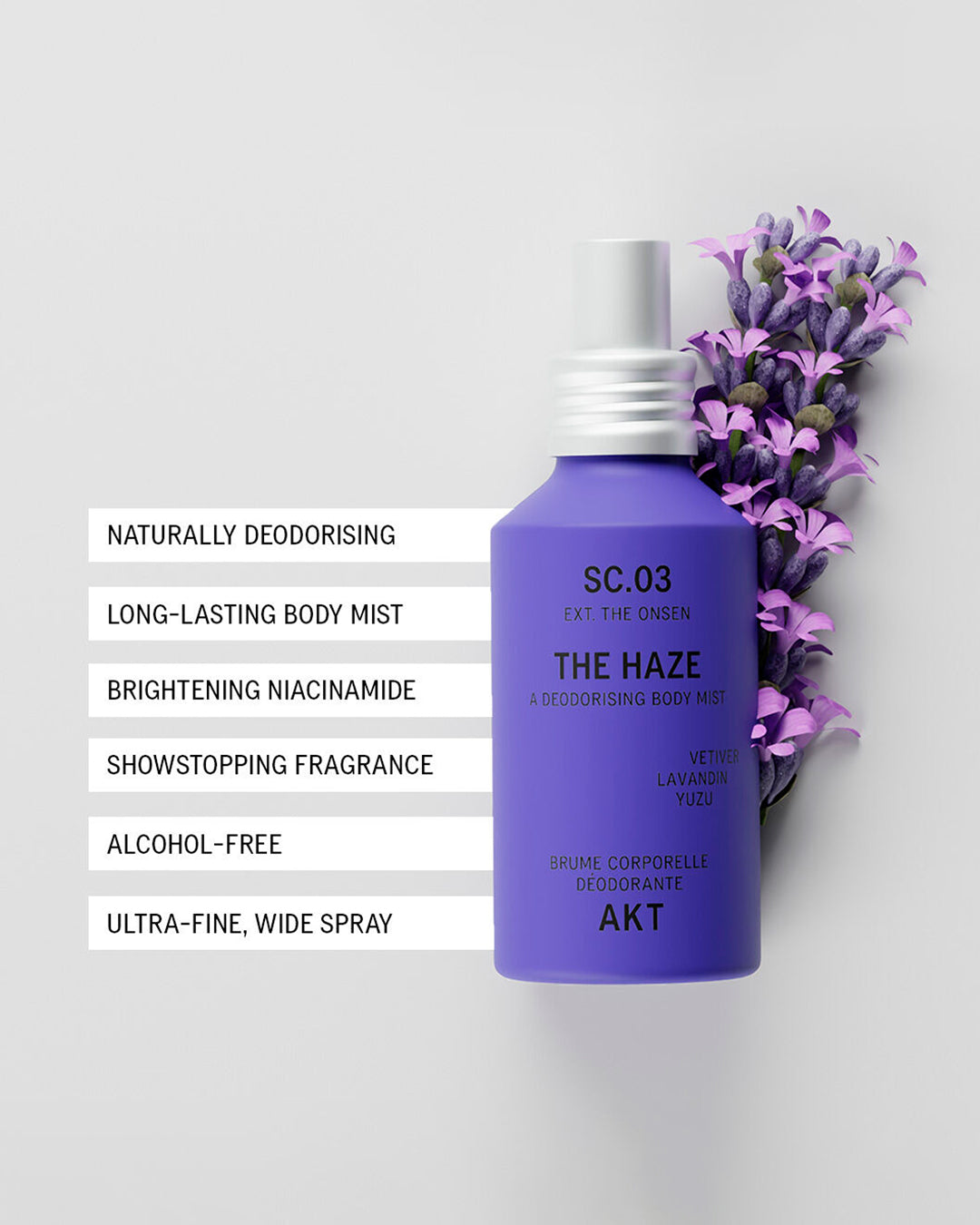 AKT Body Mist offers a lighter, more relaxed way to wear the brand's signature fragrances. The ultra-fine spray can be used generously over the body for an instant burst of freshness and long-lasting scent.