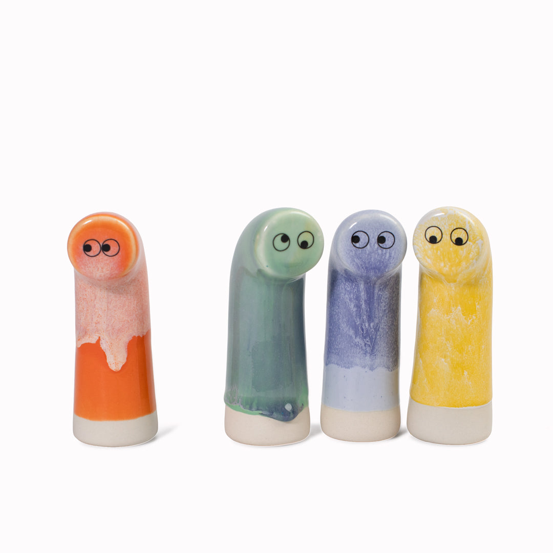 Meet Sabu! Sabu is periscope shaped and is a hand glazed ceramic figurine created as a close relative of the classic Arhoj Ghost.