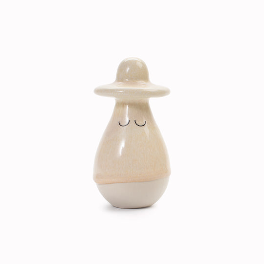 Meet Washi! Washi is a pear shaped, hat wearing, hand glazed ceramic figurine created as a close relative of the classic Arhoj Ghost.