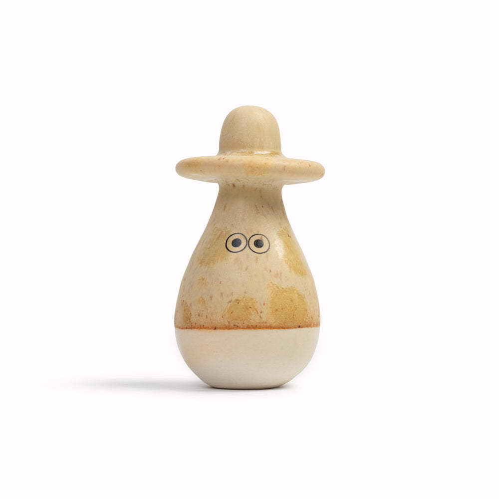 Meet Washi! Washi is a pear shaped, hat wearing, hand glazed ceramic figurine created as a close relative of the classic Arhoj Ghost.