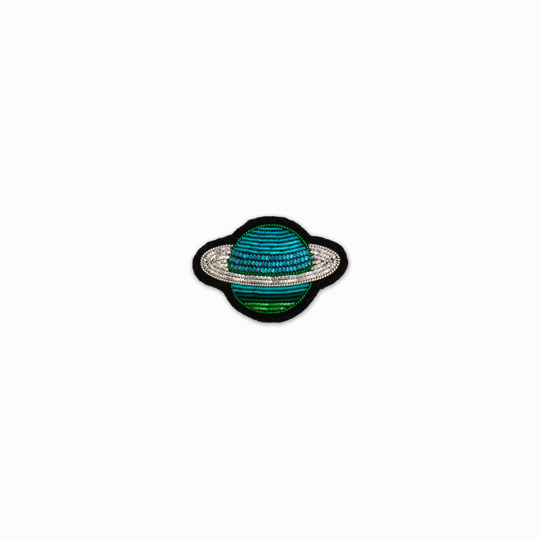 Make a statement with this beautiful Saturn hand embroidered decorative lapel pin by Paris based Macon et Lesquoy - personalise your favourite garments to define your individual style.