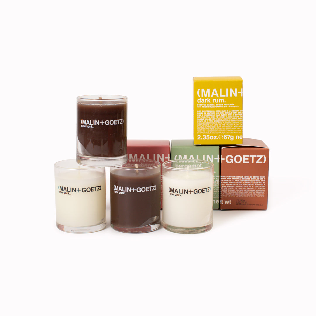 The set contains four dynamic scents for the home as votives: leather, dark rum, bergamot + otto. inspired by favourite memories + unique elements of nature, these vibrant aromas will scent your home with feelings of joy.&nbsp;