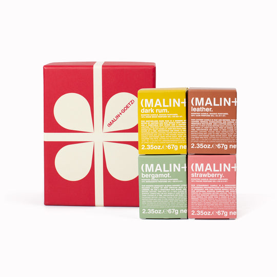 The set contains four dynamic scents for the home as votives: leather, dark rum, bergamot + otto. inspired by favourite memories + unique elements of nature, these vibrant aromas will scent your home with feelings of joy.&nbsp;