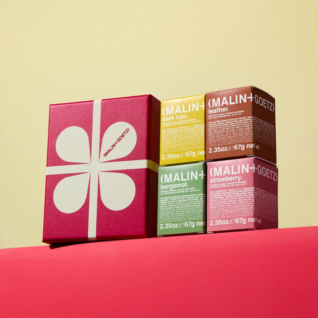 The set contains four dynamic scents for the home as votives: leather, dark rum, bergamot + otto. inspired by favourite memories + unique elements of nature, these vibrant aromas will scent your home with feelings of joy.&nbsp;