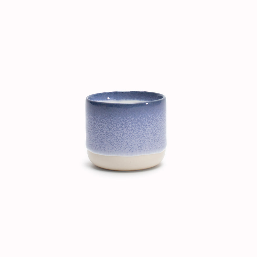 The blue speckled Sea Wave Sip Cup - Danish/Japanese mix up with this thick glazed, hand made ceramic small beaker from Studio Arhoj's Tokyo Series.