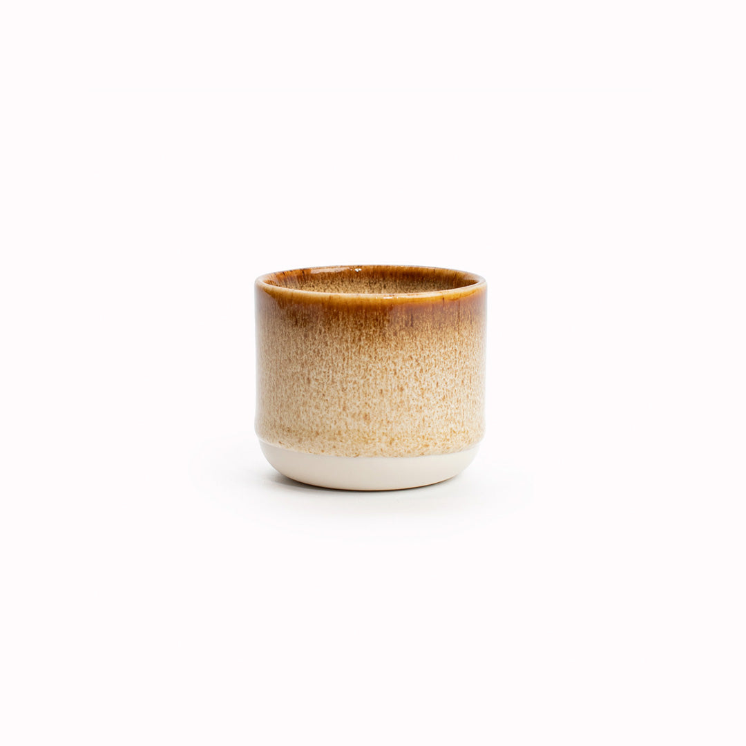 The&nbsp;charming Chocolate Fizz Sip Cup&nbsp;- Danish/Japanese mix up with these thick glazed, hand made ceramic small beakers