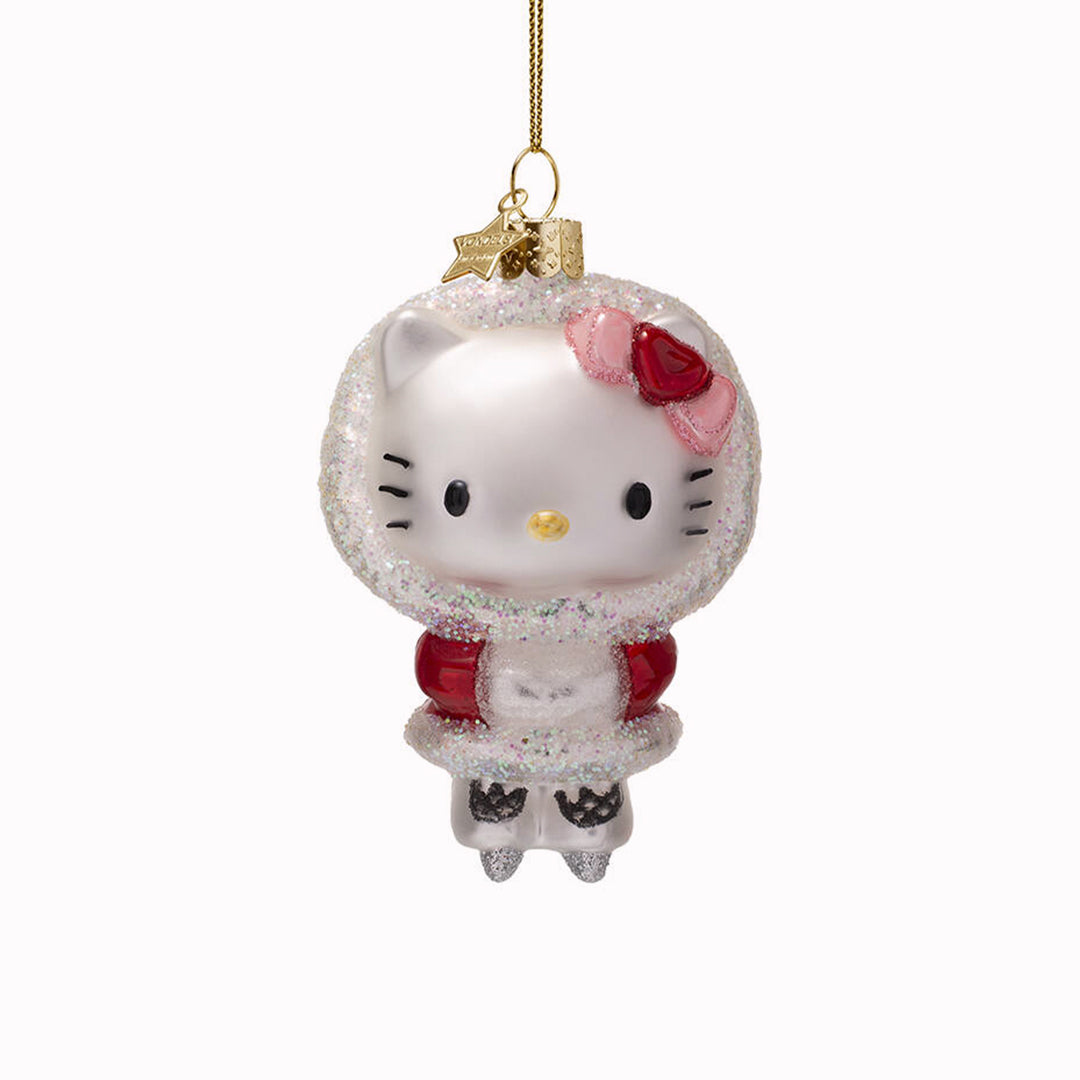 Inject some sparkly fun into your Christmas tree with this hand painted and mouth blown glass Skating Hello Kitty