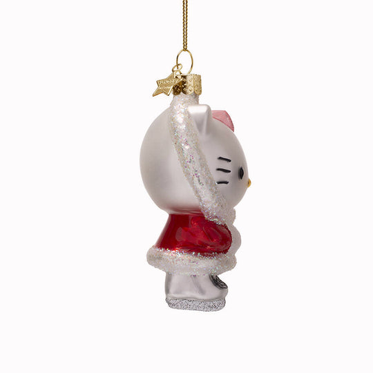 Inject some sparkly fun into your Christmas tree with this hand painted and mouth blown glass Skating Hello Kitty