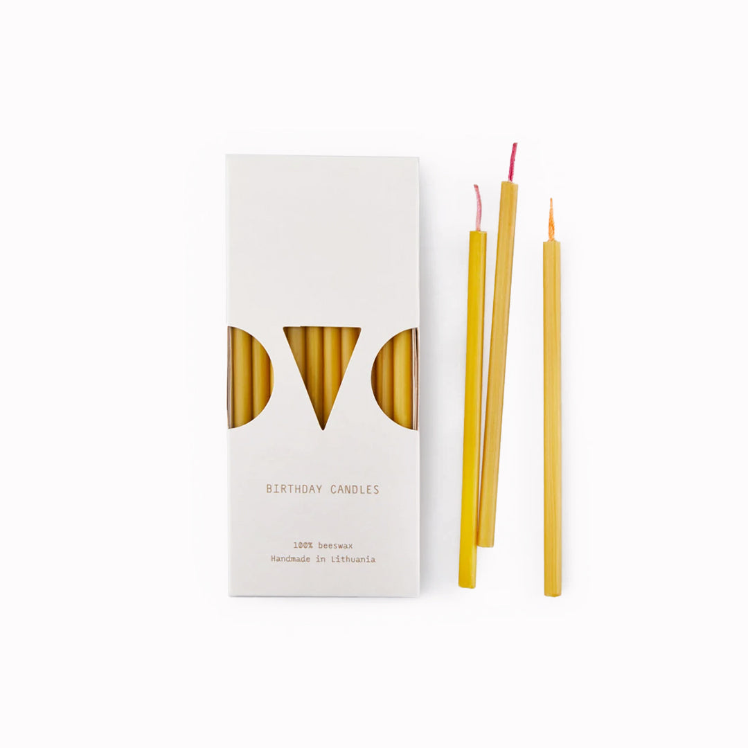 Slim Beeswax Birthday Candles in a Box of 10 by OVO Things
