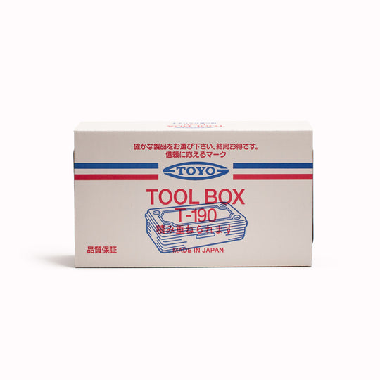 The T-190 toolbox by&nbsp;Toyo Steel&nbsp;is a Japanese storage classic. Pressed from a single steel plate and completely seamless, it is a robust, incredibly sturdy yet lightweight and stackable tool box with a clean aesthetic.