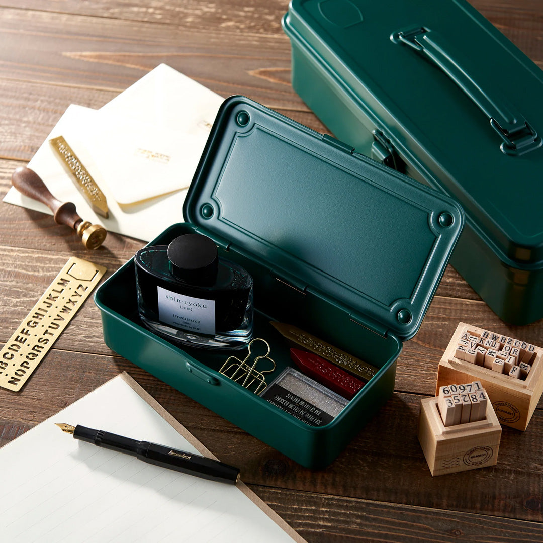 The T-190 is small but spacious enough to safely store tools, pencils, art or craft supplies and this Antique Green T-190 has a matt finish.