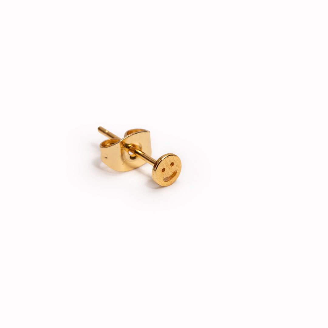 Smiley | Single Stud Earring | Gold Plated