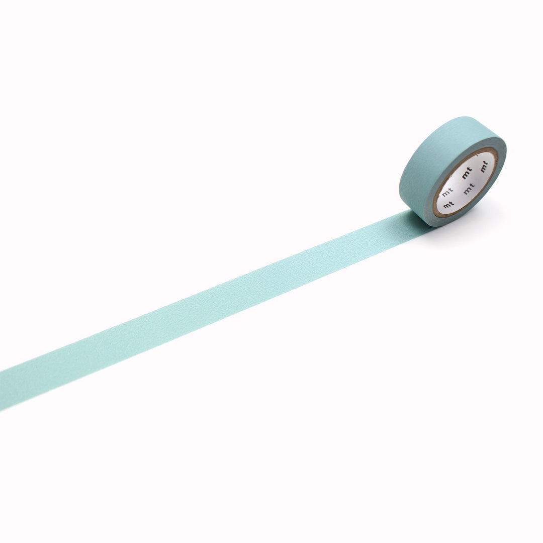 Matte Smoky Mint Washi Tape from MT Tape is a versatile and decorative adhesive tape that can be used for various crafts and projects. It has a pale blue matte colour that adds a touch of elegance and sophistication to any surface.