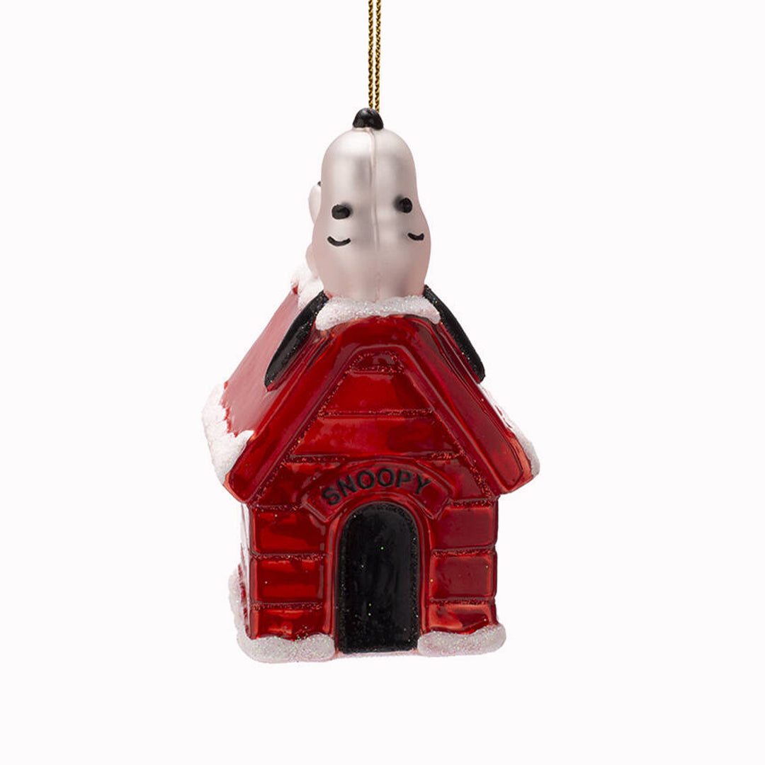 Inject some sparkly fun into your Christmas tree with this hand painted and mouth blown glass Snoopy Doghouse&nbsp;ornamental Christmas tree decoration by Vondels