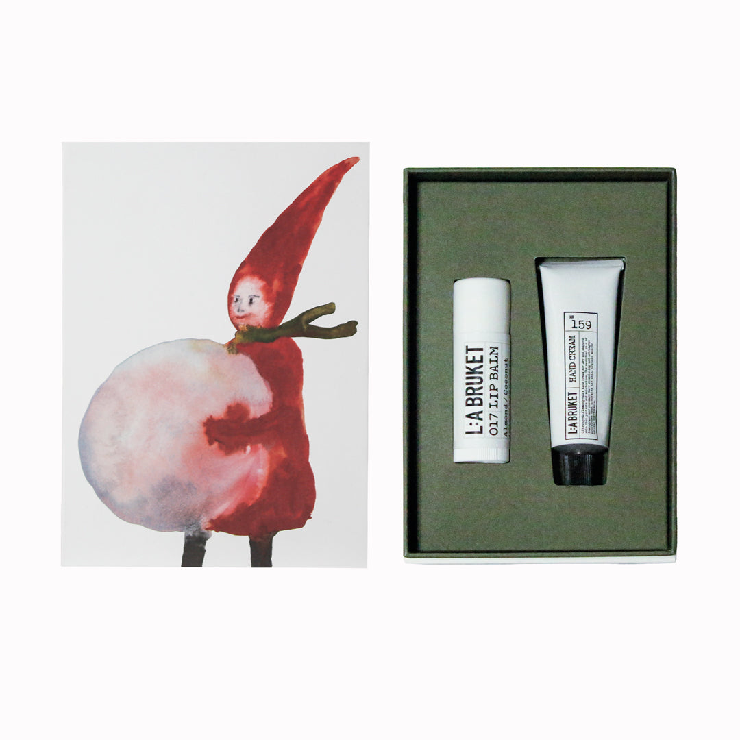 Lemongrass Hand Cream 30ml + Almond Lip Balm 14g in Winter Gift Packaging