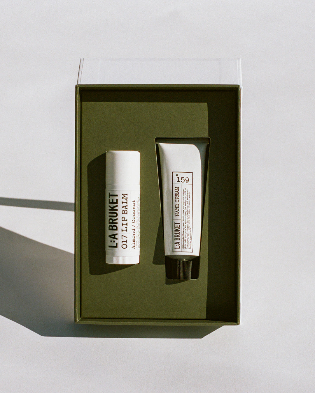 Lemongrass Hand Cream 30ml + Almond Lip Balm 14g in Winter Gift Packaging