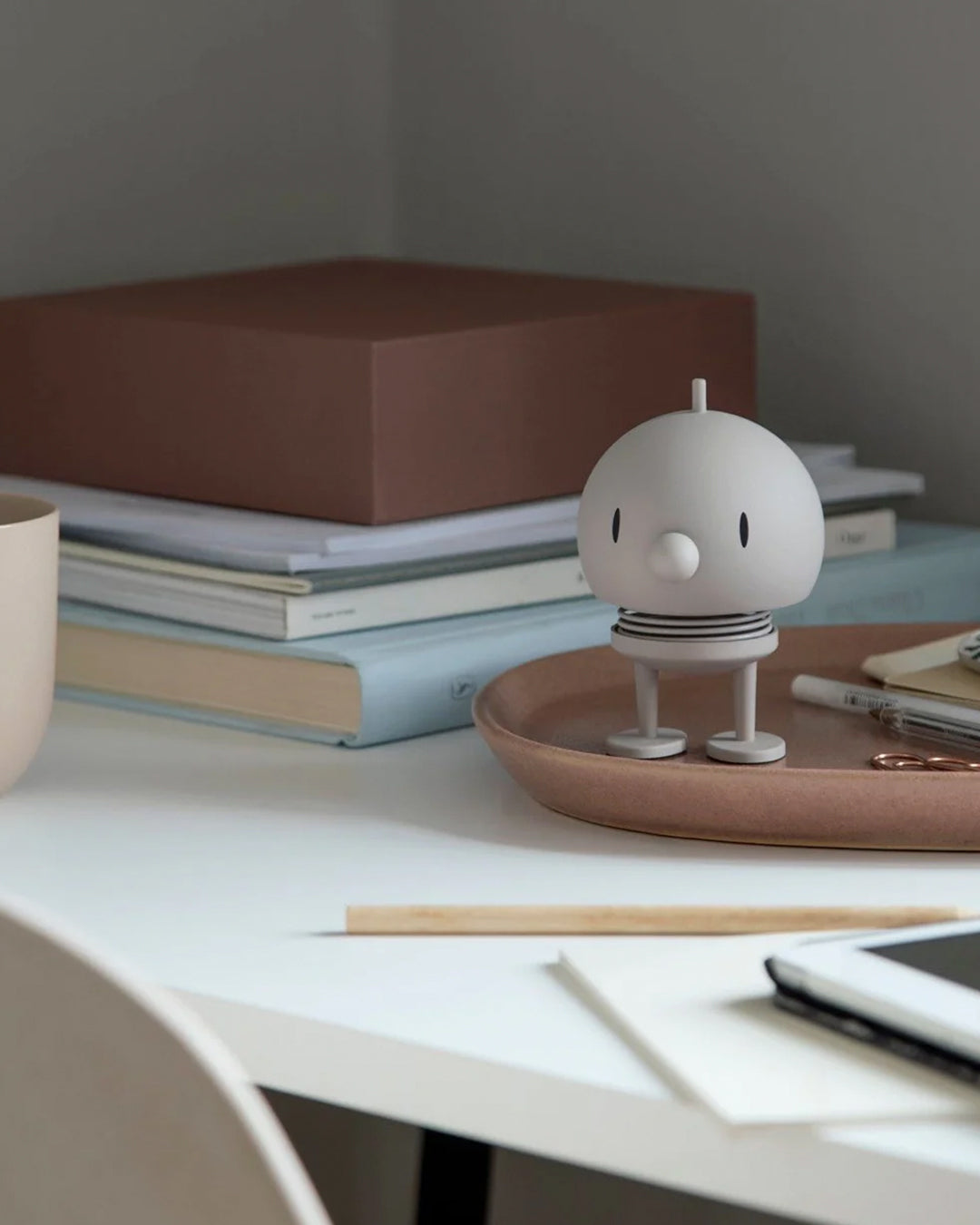 Springy and cheerful! Bumble by Hoptimist is the classic 1960's home decor, happy ornamental figurine in an interior friendly Soft Ash Grey colour