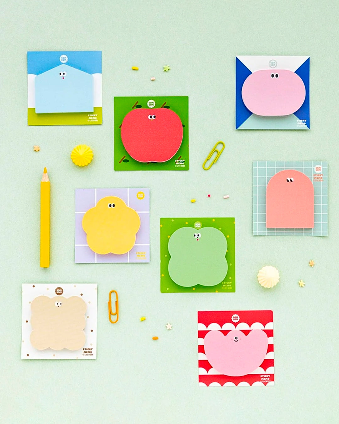 A small dose of personality for your desk, planner or notebook. Livework’s SomSom Sticky Notes feature the Korean stationery brand’s playful character illustrations