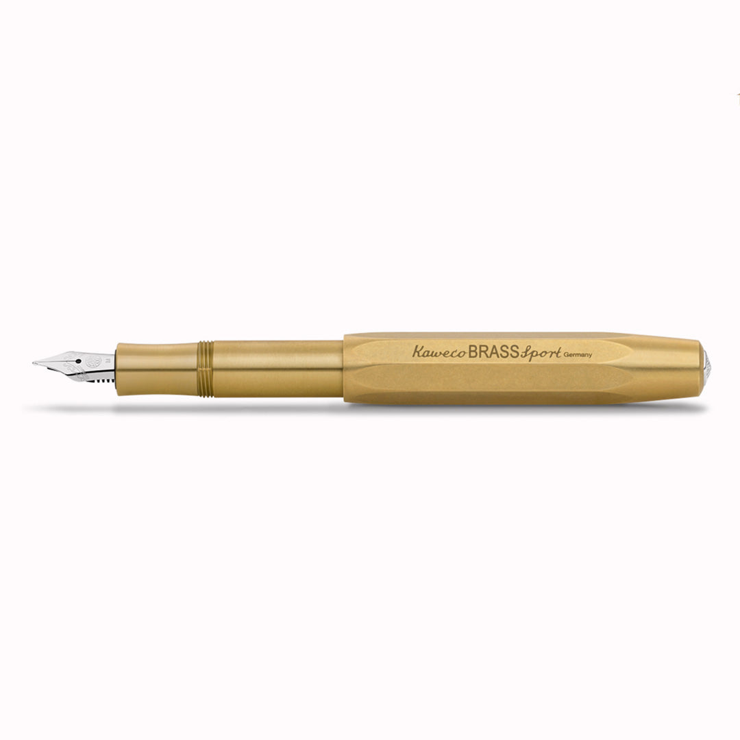Kaweco Brass Sport fountain pen is made of solid, untreated CNC machined brass which will age and develop its own unique patina over time unless polished.