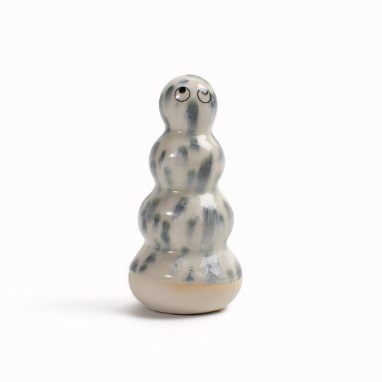 Meet Polo! Polo is a brightly coloured ribbed column and is a hand glazed ceramic figurine created as a close relative of the classic Arhoj Ghost.