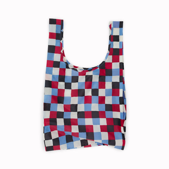 Painted Check Reusable shopping bag from Californian maker Baggu made from super strong ripstop nylon to transport pretty much anything