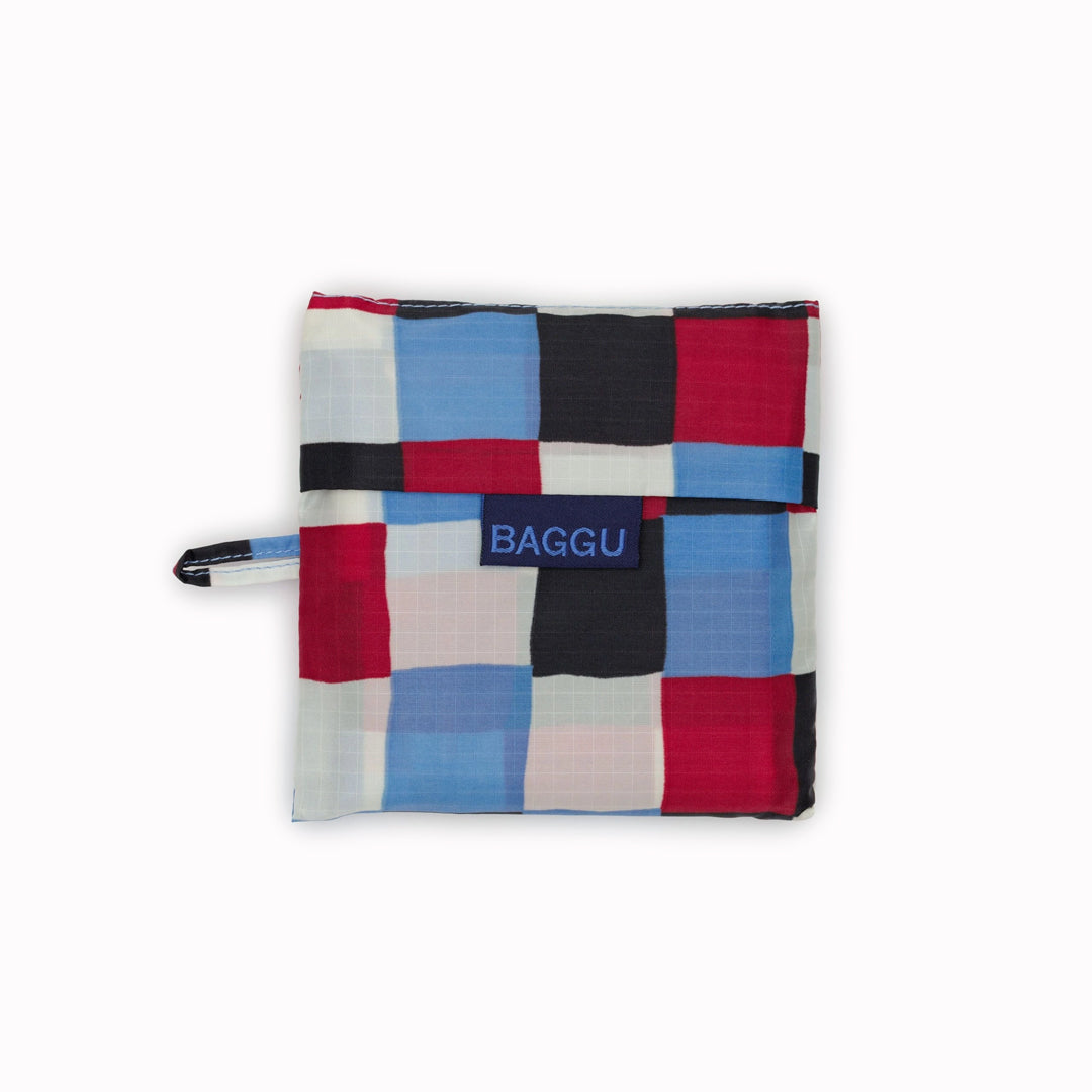Painted Check Reusable shopping bag from Californian maker Baggu made from super strong ripstop nylon to transport pretty much anything