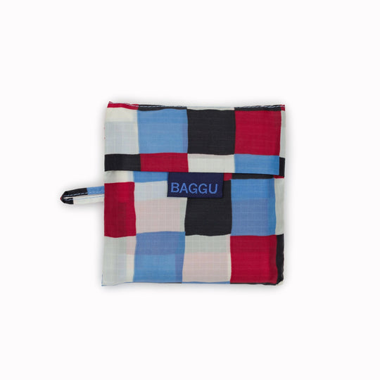 Painted Check Reusable shopping bag from Californian maker Baggu made from super strong ripstop nylon to transport pretty much anything