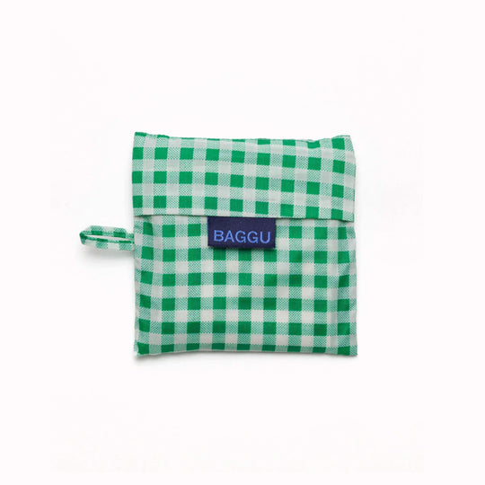 Packed Up - Green Gingham Reusable shopping bag from Californian maker Baggu - made from super strong ripstop nylon to transport pretty much anything