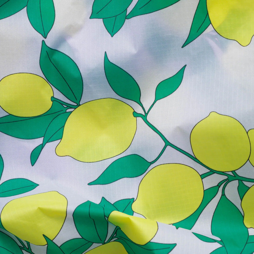 Lemon Tree reusable shopping bag detail by Californian maker Baggu made from super strong ripstop nylon to transport pretty much anything