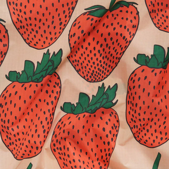 Detail for Strawberry Reusable shopping bag from Californian maker Baggu made from super strong ripstop nylon to transport pretty much anything