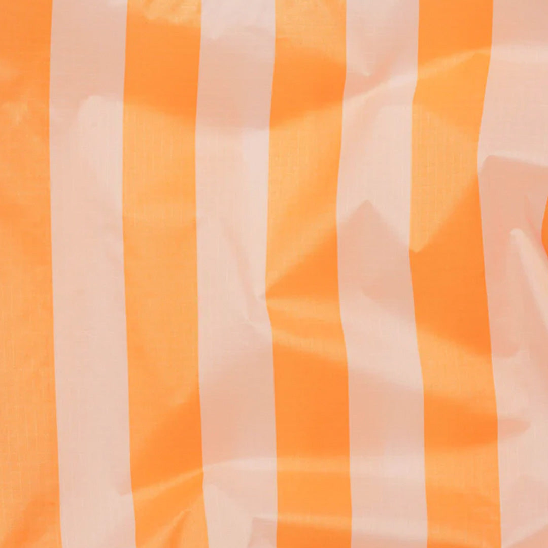 Detail - Tangerine Striped reusable shopping bag from Californian maker Baggu made from super strong ripstop nylon to transport pretty much anything, so long as it’s under 20kg.