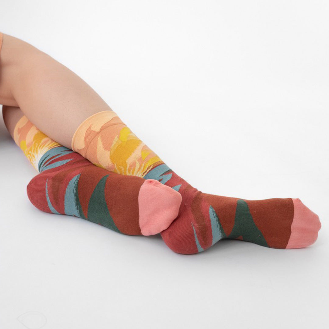 As Worn - This Sun Adobe pair of mid-calf length socks is from the Le Poète collection