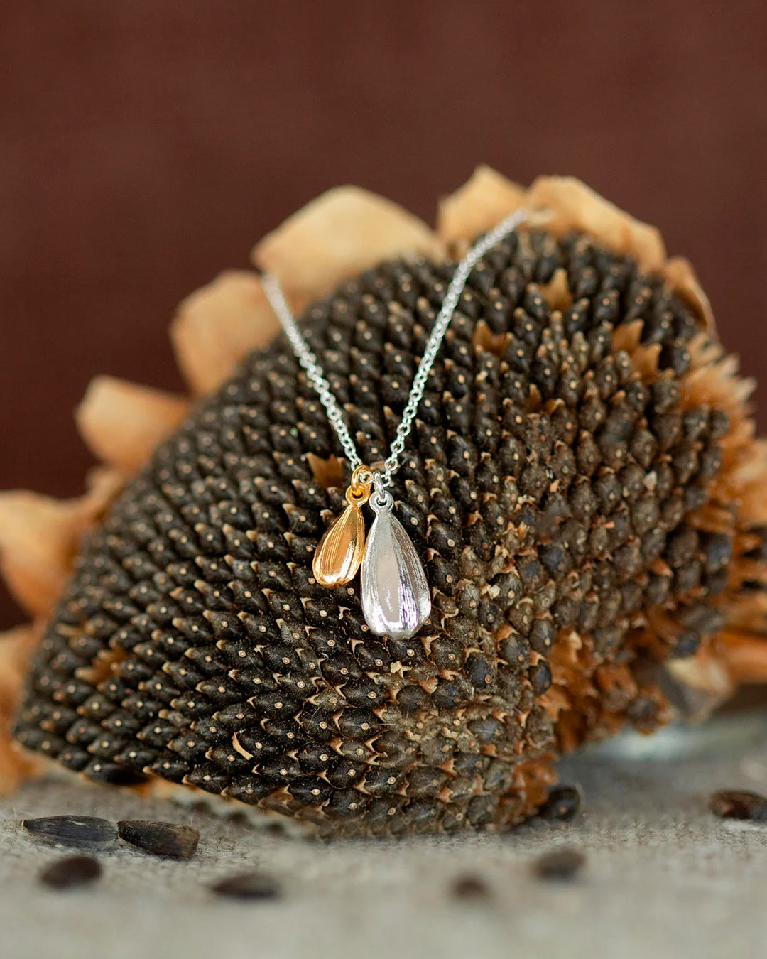Alex Monroe Scatttered Seeds Mixed Metal Sunflower Seed Necklace