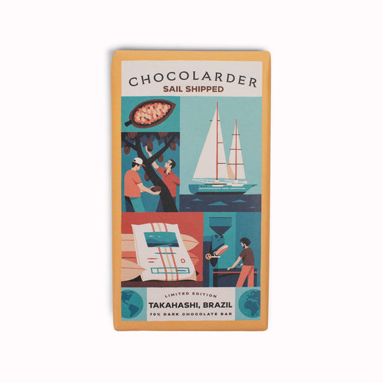 A limited-edition single-origin dark chocolate made from cacao grown by the Takahashi family in Brazil and transported to Cornwall by sail-powered cargo ship.