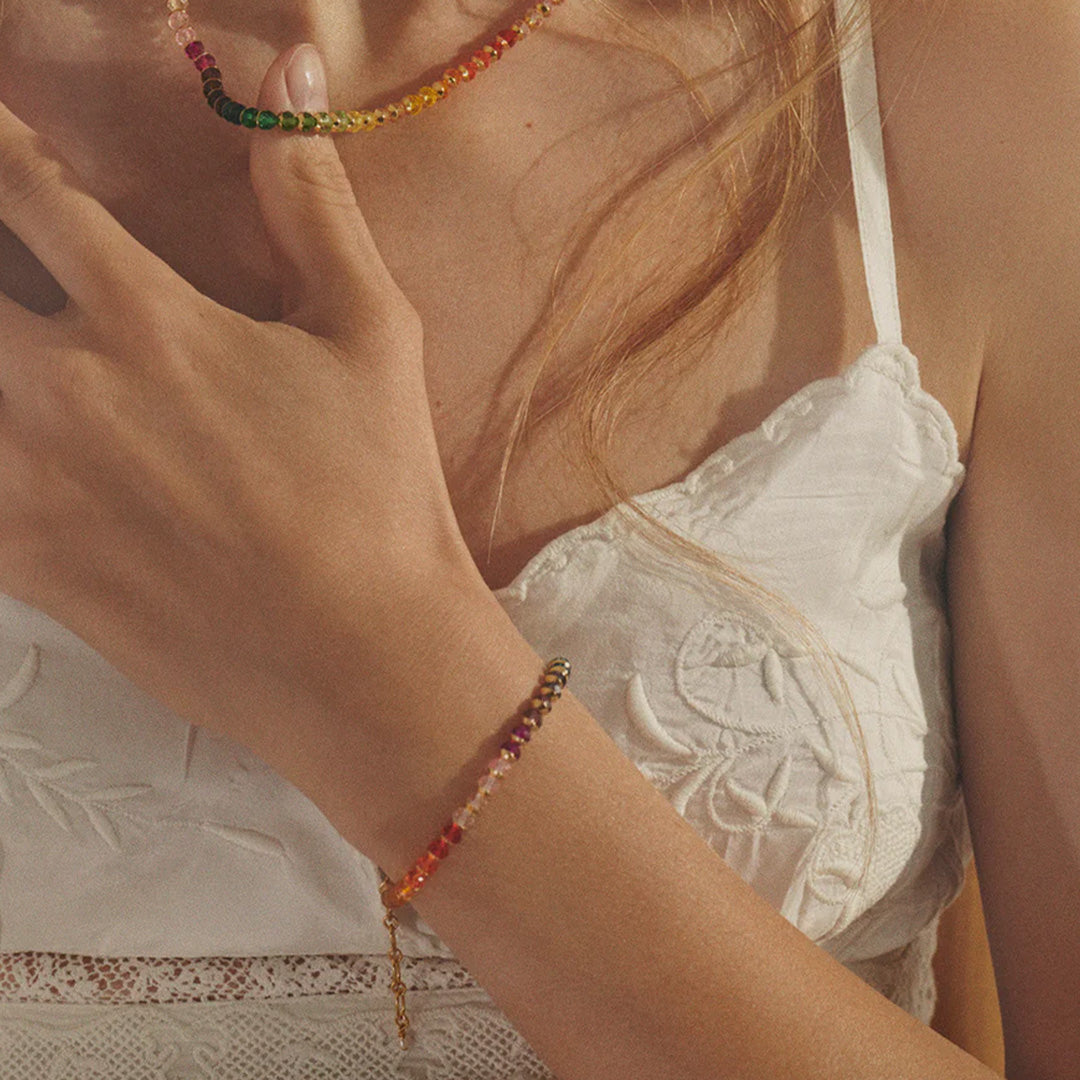 Tennis Kinda Necklace | 18ct Gold Plate | Multicoloured