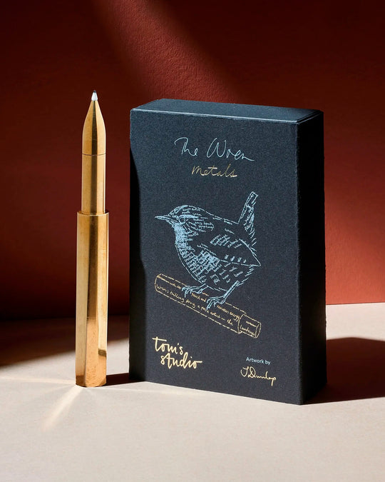 Refillable Fibre Tip Pen Gift Set | The Wren | Brass