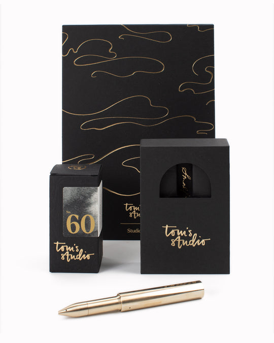 Refillable Fibre Tip Pen Gift Set | The Wren | Brass