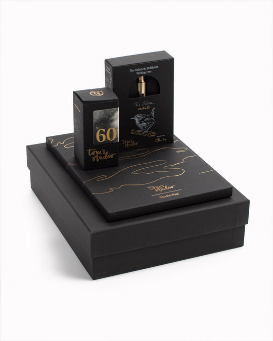 Refillable Fibre Tip Pen Gift Set | The Wren | Brass