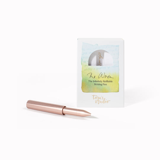 The Blush Wren by Toms Studio. A solid pocket-sized fountain pen built for daily carry, sketching, and journaling. Durable, refillable, and precision-made.