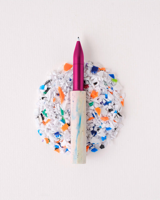 Each piece has a slightly unique finish, with subtle variations in tone that reflect its previous life. Designed for journaling, note-taking and sketching, it delivers a clean, consistent line while actively reducing plastic waste.