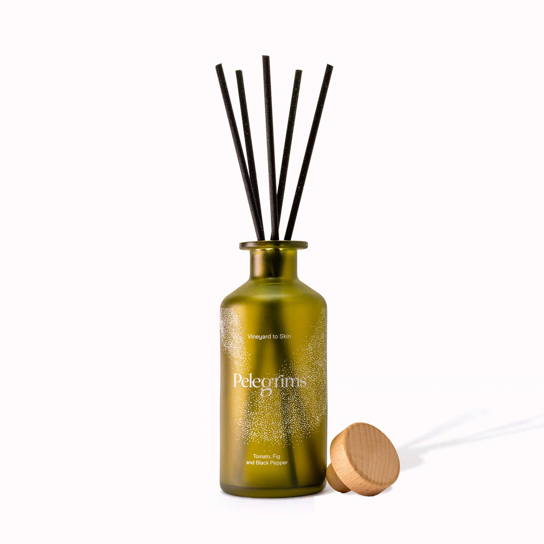 Pelegrims have created a beautifully scented Tomato, Fig and Black Pepper Reed Diffuser to provide your home with an uplifting and fresh scent.