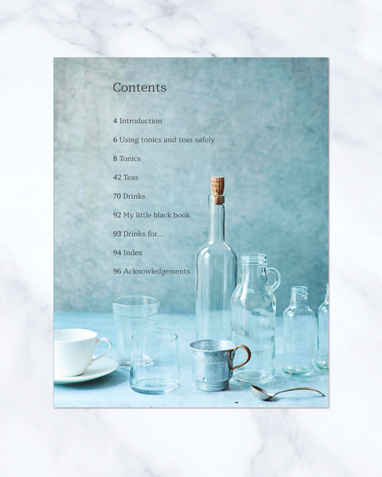 Divided between Tonics, Teas and Drinks, recipes include dairy kefir, beet kvass, ginger shots, Armenian herbal tea, Afghan pin chai, elderflower cordial, amazake and kombucha.